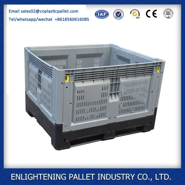Tugas berat Mesh Hdpe disusun bertindan Vented sebahagian besar buah-buahan Pallet plastik lipat kotak