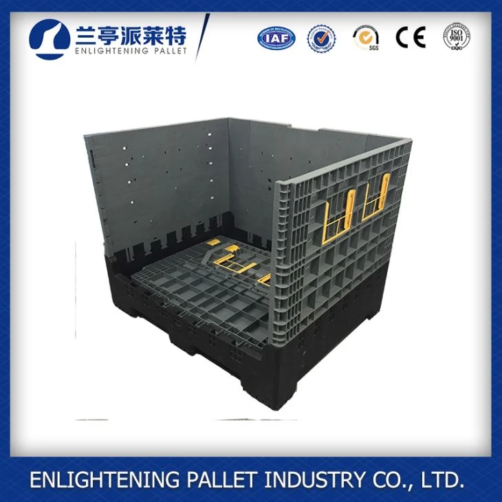 Stackable folding plastic pallet box