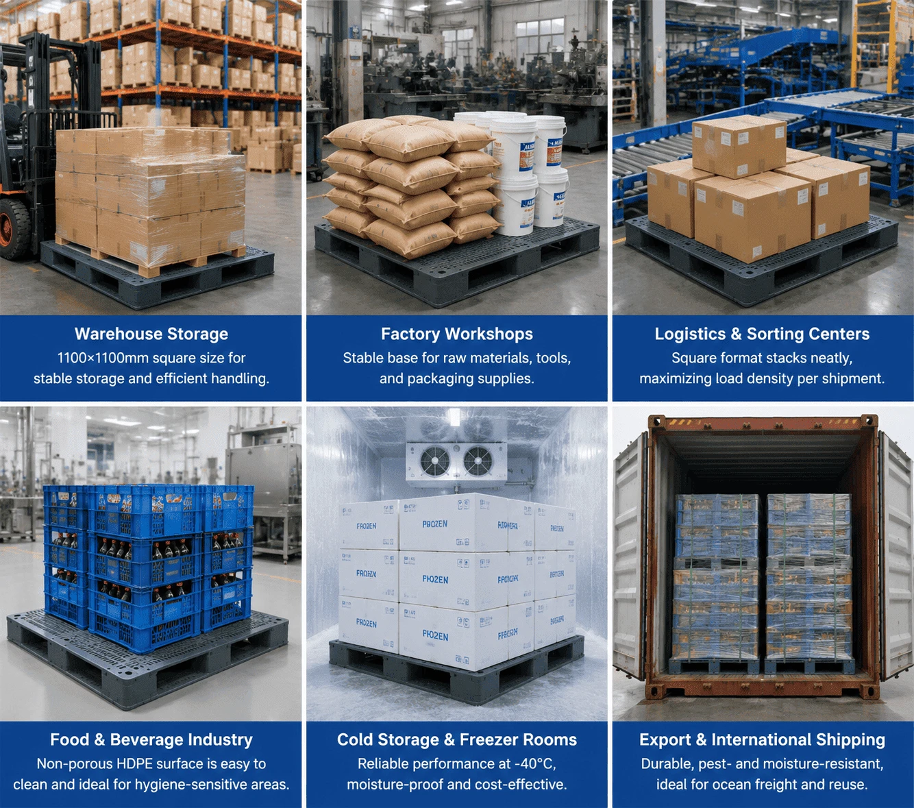 110×110 cm Custom Size Plastic Pallet-application 110×110 cm Custom Size Plastic Pallet-application