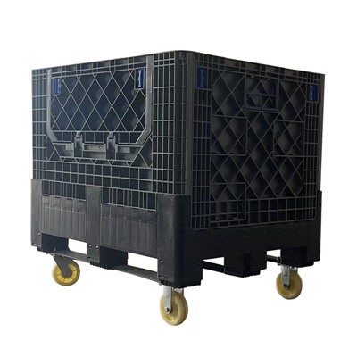 Kotak pallet perindustrian yang boleh dilipat dengan stackable dengan pintu drop